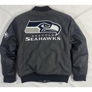 NFL Seattle Seahawks Boys Classic Varsity Letterman Bomber Jacket M 10/12 NWT